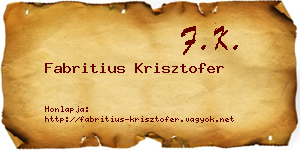 Fabritius Krisztofer névjegykártya